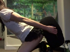 Crossdressing gay Asian enjoys anal play with toys