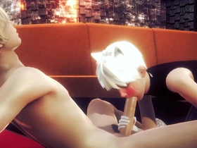 Alan gets a handjob and blowjob from a sissy femboy in this anime-inspired video