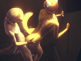 Furry Yaoi - Fox gives boy a handjob then fucks him against the wall in an alley - Anime Manga Asian Japanese Game Porn Gay